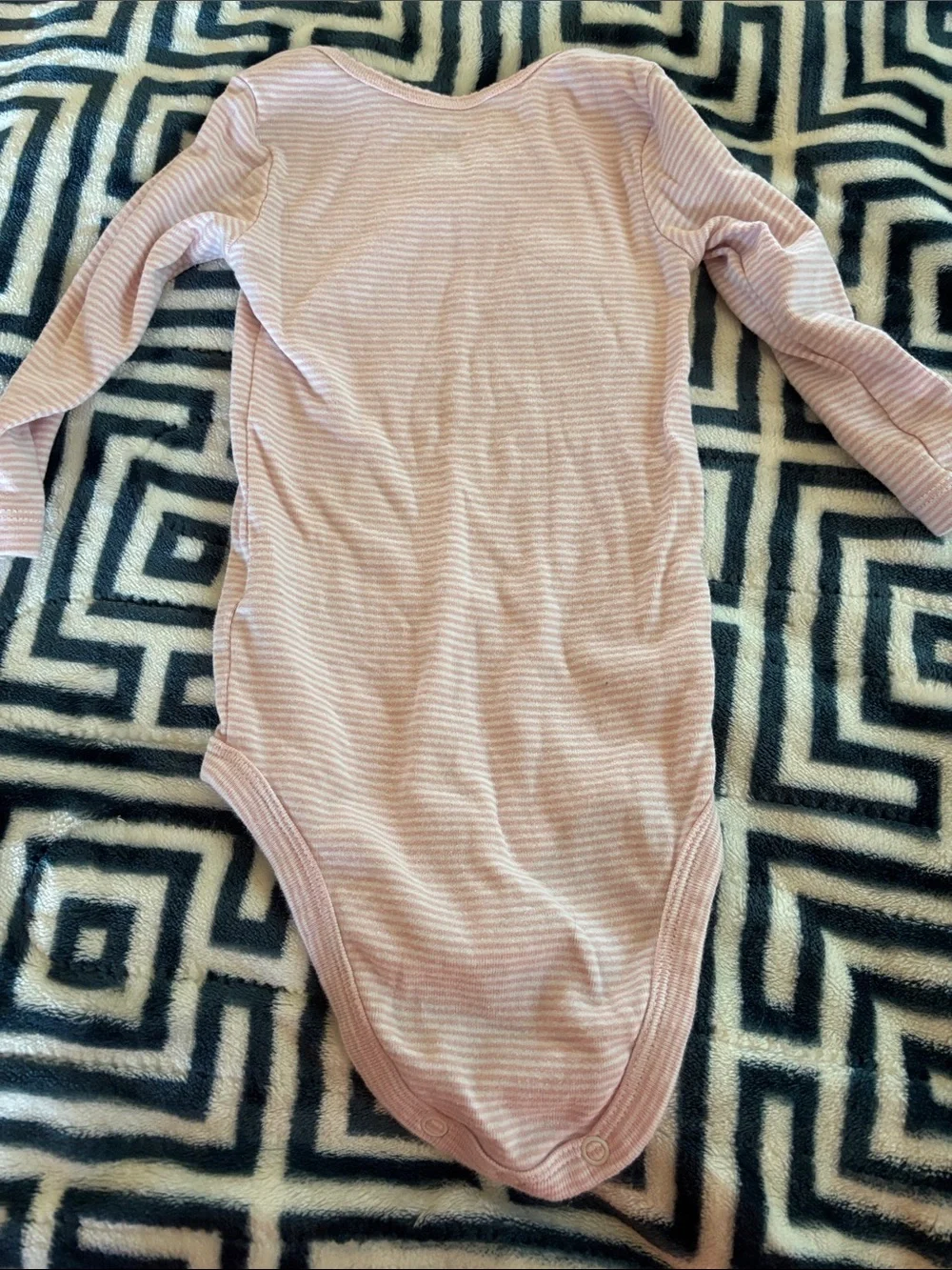 Carter's Light Pink & White Striped Long-Sleeve Baby Bodysuit